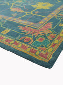 Custom Made Blue And Yellow Traditional Oushak Design Hand Tufted Wool Rug by The Rug Decor