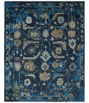 Blue Camel Ivory Wool Oushak Area Rug - Hand Knotted Traditional