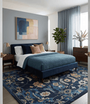 Blue Camel Ivory Wool Oushak Area Rug - Hand Knotted Traditional