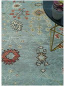 Blue Oushak Hand Knotted Wool Area Rug Turkish Modern Design by The Rug Decor