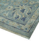 Custom Made Blue Traditional distressed design Hand knotted Wool Area Rug by The Rug Decor