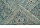 Custom Made Blue Traditional distressed design Hand knotted Wool Area Rug by The Rug Decor