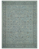 Custom Made Blue Traditional distressed design Hand knotted Wool Area Rug by The Rug Decor