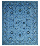 Custom Made Blue Traditional Persian Design Hand Knotted Wool Rug