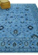 Custom Made Blue Traditional Persian Design Hand Knotted Wool Rug