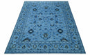 Custom Made Blue Traditional Persian Design Hand Knotted Wool Rug