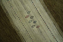 Custom Made Brown and Ivory Geometrical Stripes Design wool Area Rug
