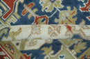 Brown Blue Ivory Olive Hand Knotted Indian Wool Area Rug Traditional Heriz Medallion