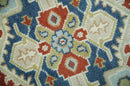 Brown Blue Ivory Olive Hand Knotted Indian Wool Area Rug Traditional Heriz Medallion