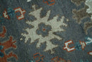 Charcoal and Teal Wool Area Rug - Traditional Oushak Hand Knotted