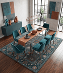 Charcoal and Teal Wool Area Rug - Traditional Oushak Hand Knotted
