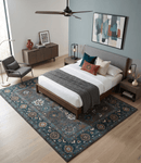 Charcoal and Teal Wool Area Rug - Traditional Oushak Hand Knotted