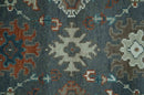 Custom Made Charcoal and Teal Hand knotted Traditional Oushak wool area rug