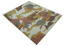 Custom Made Contemporary Abstract Ivory, Yellow And Rust Hand Tufted Wool Area Rug