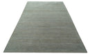 Custom Made Contemporary Blue and Brown Hand Knotted wool Area Rug