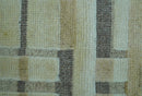 Custom Made Contemporary Design Beige And Gray Hand knotted wool Area Rug