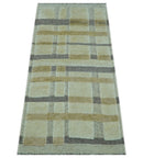 Custom Made Contemporary Design Beige And Gray Hand knotted wool Area Rug