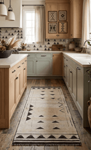 Black and Beige Hand Knotted Wool Area Rug - Contemporary Design