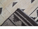 Black and Beige Hand Knotted Wool Area Rug - Contemporary Design