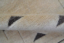 Black and Beige Hand Knotted Wool Area Rug - Contemporary Design