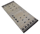 Black and Beige Hand Knotted Wool Area Rug - Contemporary Design