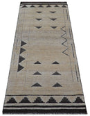 Custom Made Contemporary Design Black And Beige Hand knotted wool Area Rug