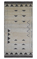 Black and Beige Hand Knotted Wool Area Rug - Contemporary Design