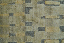 Custom Made Contemporary Design Gray And wheat Hand knotted wool Area Rug