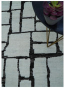 Ivory and Dark Brown Hand Knotted Wool Area Rug Contemporary by The Rug Decor