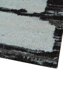 Ivory and Dark Brown Hand Knotted Wool Area Rug Contemporary by The Rug Decor