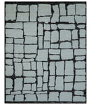 Ivory and Dark Brown Hand Knotted Wool Area Rug Contemporary by The Rug Decor