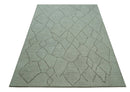 Custom Made Contemporary Pattern Brown And Ivory Hand Tufted Wool Area Rug