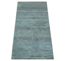 Custom Made Contemporary Solid Blueish Silver Hand knotted wool Area Rug