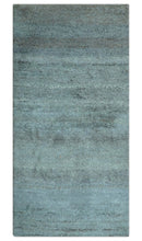 Custom Made Contemporary Solid Blueish Silver Hand knotted wool Area Rug
