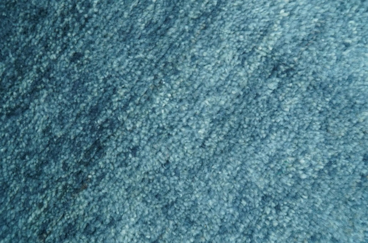 Contemporary Blue Hand Knotted Wool Area Rug - Custom Made Plush, photo 9 of 9