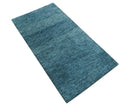 Contemporary Blue Hand Knotted Wool Area Rug - Custom Made Plush by The Rug Decor