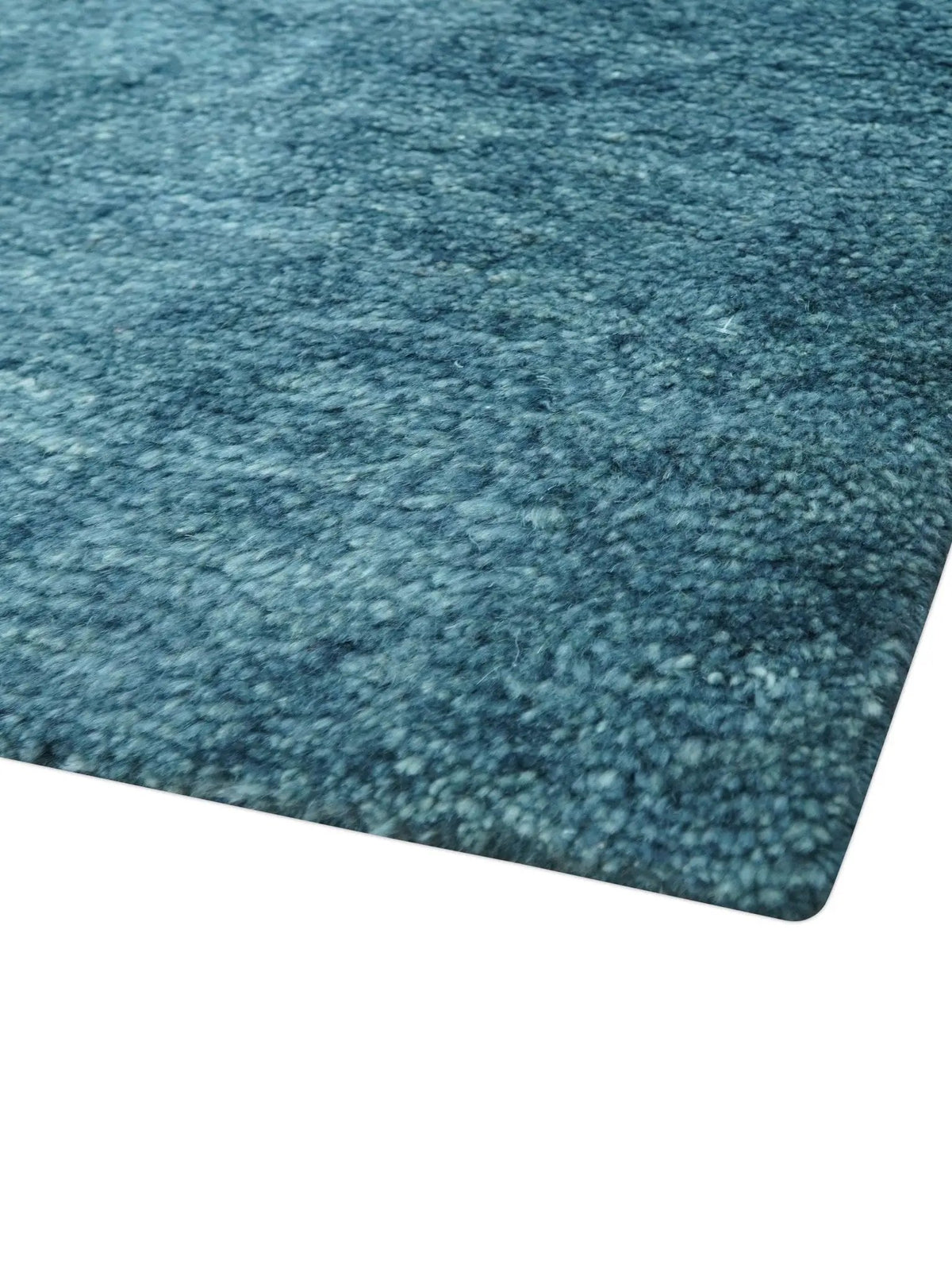 Contemporary Blue Hand Knotted Wool Area Rug - Custom Made Plush, photo 7 of 9