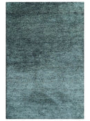 Steel Blue Hand Knotted Wool Rug Contemporary Minimalist Solid by The Rug Decor