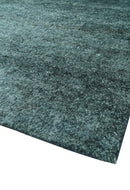Steel Blue Hand Knotted Wool Rug Contemporary Minimalist Solid by The Rug Decor