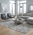 Silver and Gray Cowhide Leather Hand Stitched Patchwork Rug Modern Geometric by The Rug Decor