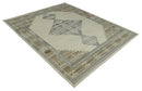 Custom Made Earthy Hand Knotted Ivory, Charcoal and Beige Wool Area Rug