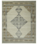Custom Made Earthy Hand Knotted Ivory, Charcoal and Beige Wool Area Rug