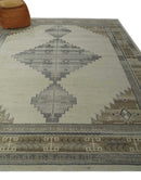 Custom Made Earthy Hand Knotted Ivory, Charcoal and Beige Wool Area Rug