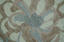 Hand Tufted Wool Area Rug Blue Ivory and Olive Floral Botanical Design - Custom Made by The Rug Decor