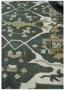 Custom Made Emerald Green Fine Hand knotted Wool Traditional Oushak Area Rug