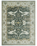 Custom Made Emerald Green Fine Hand knotted Wool Traditional Oushak Area Rug