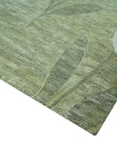 Custom Made Floral Olive Green Hand Tufted Wool Area Rug