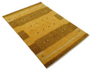 Custom Made Gold Tribal Gabbeh wool Area Rug