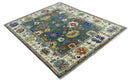 Custom Made Green and Ivory Colorful Hand knotted Traditional Oushak wool Area Rug
