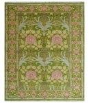 Custom Made Green And Pink Traditional Donegal Design Hand Knotted wool area rug by The Rug Decor